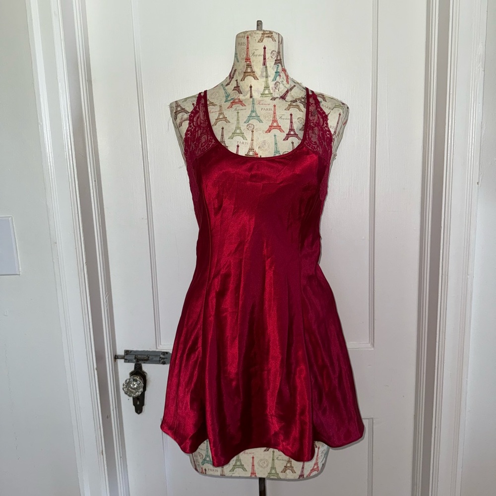 Vintage Victoria’s Secret Maroon Lace Slip Dress